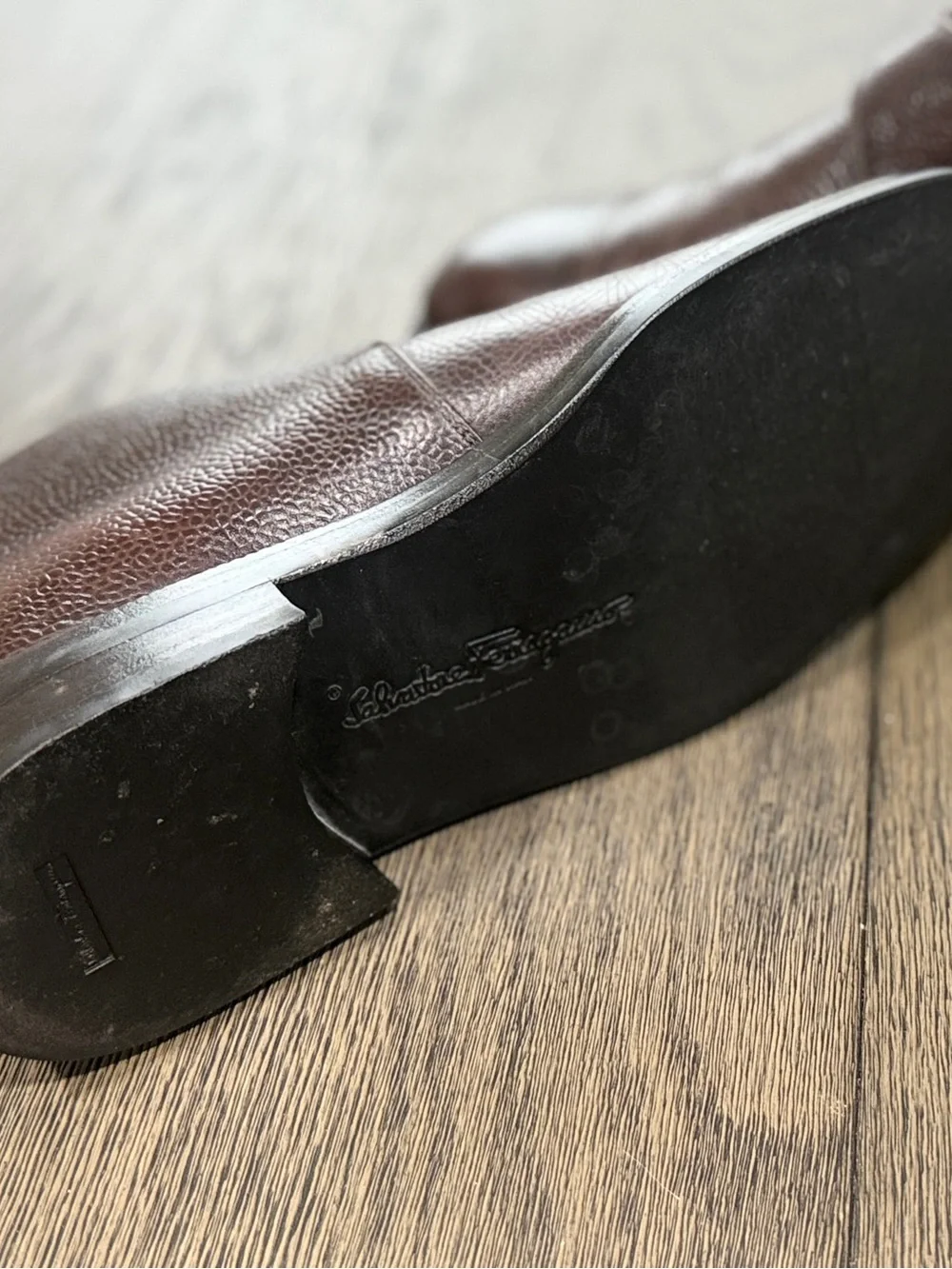 Salvatore Ferragamo Dark Brown Genuine Leather Single Monk Strap Oxfords